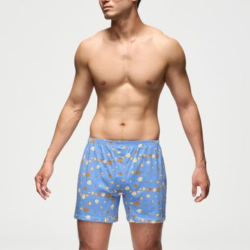 Mr.DADADO-鑽滿摳摳 M-3L印花四角男內褲-絲光針織棉(淺灰藍色)GHQ602DM