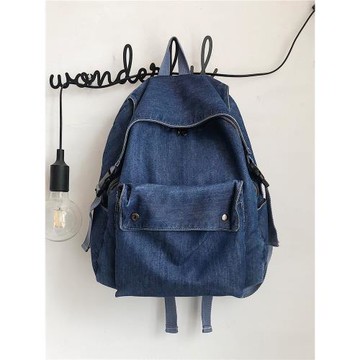 ins新款書包女復古日系學生雙肩包韓國牛仔布休閑百搭大容量背包