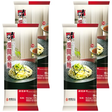 五木 細關東麵 高級粉心麵粉製成 不含防腐劑 人工色素及添加物  375g  4包