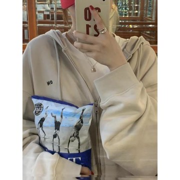 棉視實拍韓系韓版拉鏈連帽衛衣外套女寬松慵懶風開衫oversize懶人