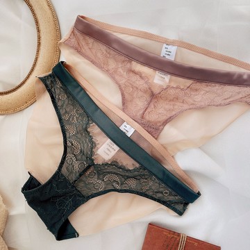 「MOJITO」彼此吸引‧性感綢緞拼蕾絲內褲舒適低腰三角褲高檔女士底褲透氣小褲(4色選) S-XL