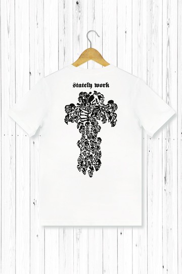 STATELYWORK十字架骷髏頭 男短T恤 黑白二色