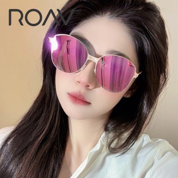 ROAV 美國洛杉磯品牌 RITA 大鏡面輕量薄鋼折疊太陽眼鏡 SS008.14.66 霧金框粉晶水銀鍍膜 公司貨