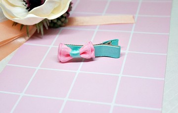 女孩兒髮飾=> 淡藍蝴蝶結－髮夾系列－(郵寄免運) #女孩兒頭飾