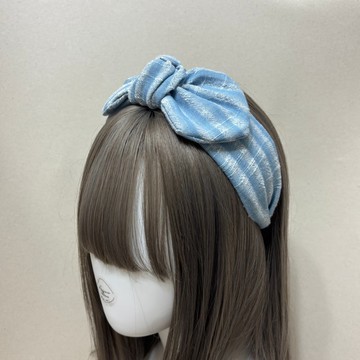 條紋牛仔 | 圓朵蝴蝶結髮箍 | 髮飾