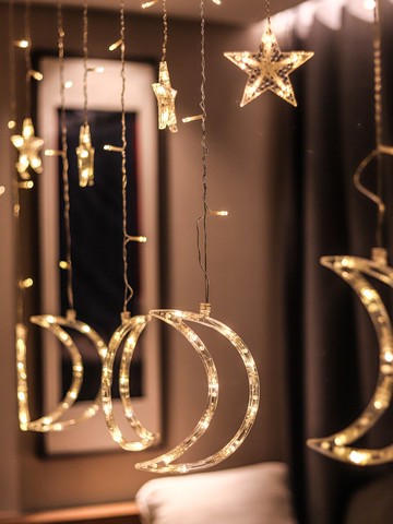 燈飾網紅布置LED小燈串窗簾燈瀑布燈星月彩燈燈串房間裝飾星星燈