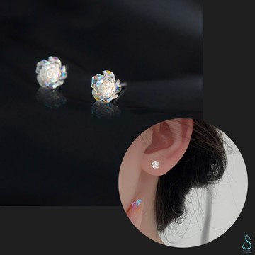 SUMMER 銀飾💫［S925純銀］煥采立體玫瑰花耳環  純銀耳環 純銀飾品