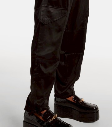 Ganni High-rise satin cargo pants