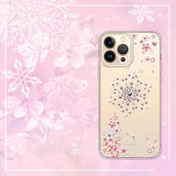 iPhone 13全系列 水晶彩鑽防震雙料手機殼-櫻飛雪