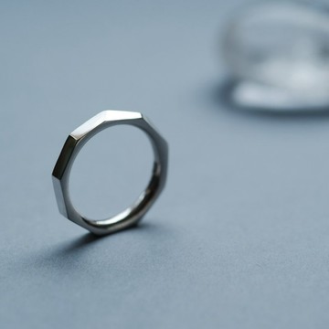 簡約 幾何切割 戒指 925 純銀 適合女性與中性風格