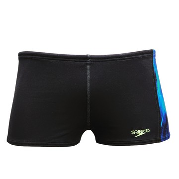 SPEEDO 男孩印花運動四角泳褲 Print Panel 黑/藍綠 SD8003160003 【樂買網】