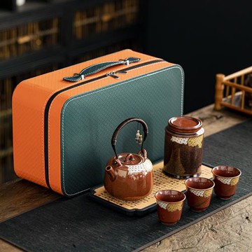 2024新款旅行茶具小套裝戶外便攜式收納包簡約茶盤茶杯茶壺茶葉罐