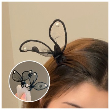 梨花HaNA 可愛甜甜蕾絲兔．兔耳朵蕾絲小抓夾一對入