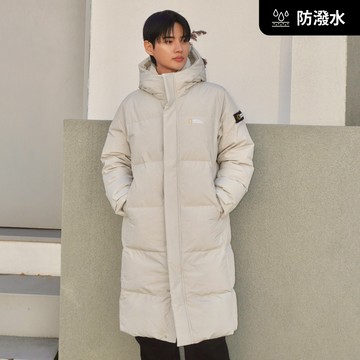 【鵝絨】男女同款 CAYMAN 長版 羽絨 連帽外套 - 淺灰色