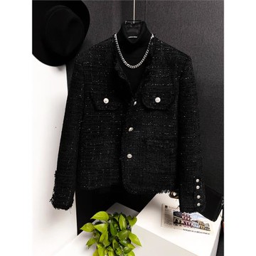 流蘇設計感黑色小香風外套男韓版ins氣質秋款寬松高級感開衫夾克