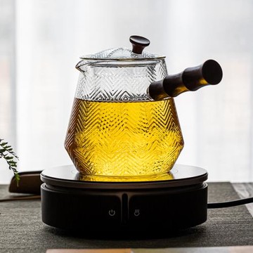 碌心 側把玻璃茶壺加厚耐高溫 家用辦公電陶爐煮茶壺 過濾花茶壺
