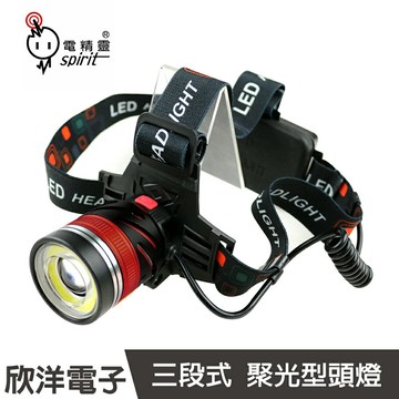 ※ 欣洋電子 ※ 電精靈 3段式 聚光型頭燈 (PTL-521) 90度可調式/聚光/紅光警示