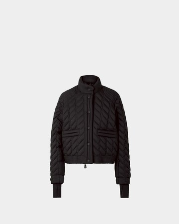 MONCLER 麻花織紋立領羽絨外套 - 黑 / II