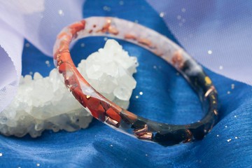 墨朱櫻雨【菱面細版手鐲62mm】－魔法水晶淨化奧根