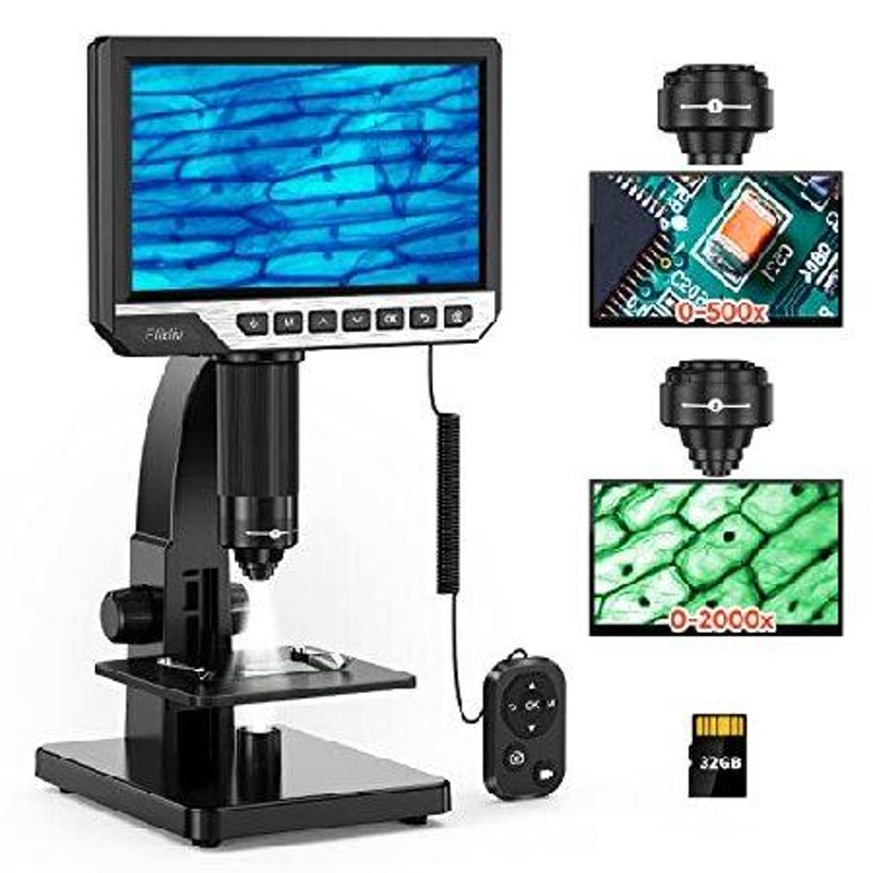 Elikliv EDM11S LCD Digital Microscope with Remote Control 2000X  Biological Microscope for Adults with Digital ＆ Microbial Lens, 7''  IPS＿並行輸入品 通販 LINEポイント最大0.5%GET LINEショッピング