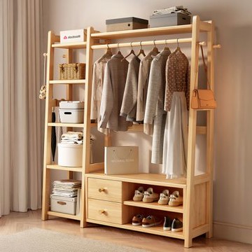 HappyLife 實木帶抽衣帽架 127公分 Y12486