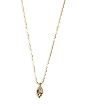 Argento Vivo Cubic Zirconia Vertical Marquise Pendant Necklace in 18K Gold Plated Sterling Silver, 16-18