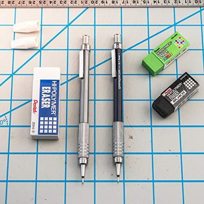 Pentel Graphgear 500 PG525 0.5mm Mechanical Pencil with Pentel 2B Lead &  Erasers