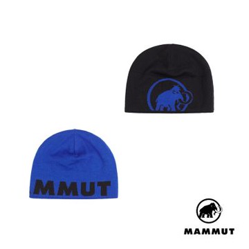 【Mammut 長毛象】Mammut Logo Beanie 正反兩用保暖針織LOGO羊毛帽 艾格藍/黑 #1191-04892