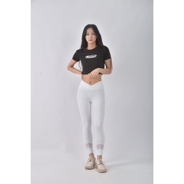 (S) 高腰質感運動瑜珈白色長褲二手衣