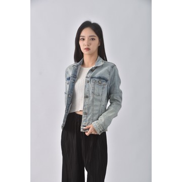 (S) bershka丹寧牛仔排扣藍色外套二手衣