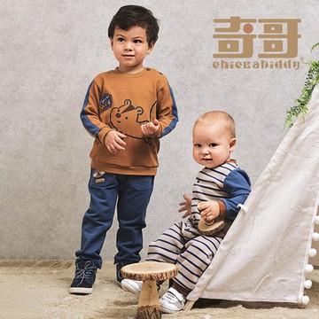 奇哥 Chic a Bon 動物方程式浣熊長褲-灰藍 (4-5歲)