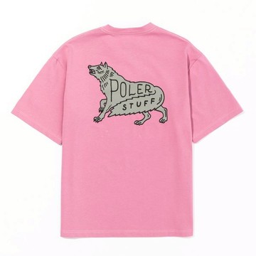 日本限定 POLER WOLF RELAX FIT TEE 品牌狼 日式寬版TEE 粉 - L