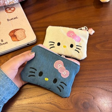 Kitty零錢包🎀 化妝包收納包便攜學生外出隨身包刺繡高顏值收納袋旅游包刺繡女包