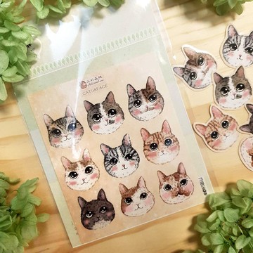 貓咪大頭自剪貼紙(三)