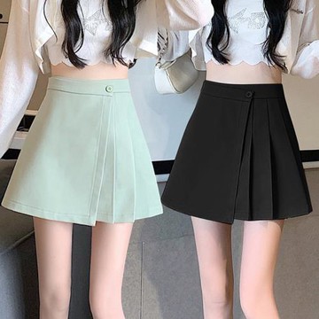 大碼半身裙設計感小眾不規則a字百褶裙女秋款胖mm顯瘦遮肚子短裙