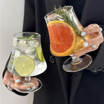 高腳玻璃杯冰美式咖啡杯冷飲杯蘇打氣泡水杯飲料杯雞尾酒杯【繁星小鎮】