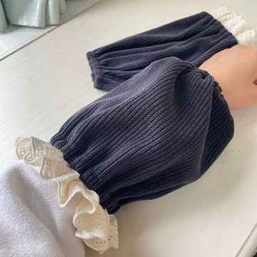 🎀免運臺灣有貨🎀燈芯絨短款袖套蕾絲花邊防髒韓版套袖辦公學生防污護袖羽絨服棉服🎀可開票