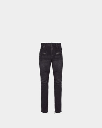 BALMAIN 黑色水洗騎士剪裁丹寧長褲 - 30