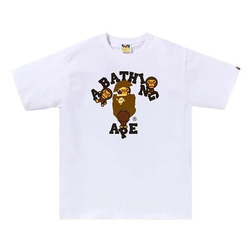 BAPE College Milo Tee 猿人 字母 短袖 白色 RAY-54 [台灣現貨]