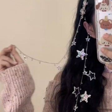 🏆臺灣本土直出🏆爆款女團風星星編髮鏈海星髮夾小衆設計髮飾編髮鏈秋冬公主可愛女
