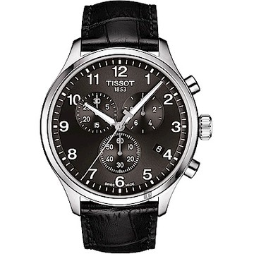 TISSOT 天梭 官方授權 韻馳系列 Chrono XL計時手錶 新年開運 送禮推薦-灰x黑/45mm T1166171605700