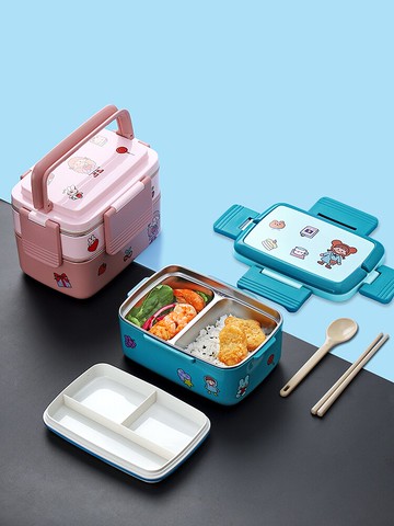 超長保溫飯盒上班族便攜便當不銹鋼雙層餐具套裝學生專用盒套裝大