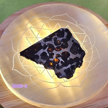 肯亞橄欖隕鐵Sericho Meteorite收藏級覆膜把玩切片2026-3 ~極佳的護身符