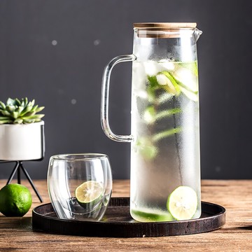 家用大容量玻璃冷水壺耐高溫帶蓋加厚涼水壺喝杯子套裝白開水扎壺