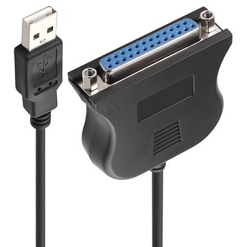 UniSync USB轉25 pin母標準印表機資料傳輸連接線  黑色  0.8m  1條