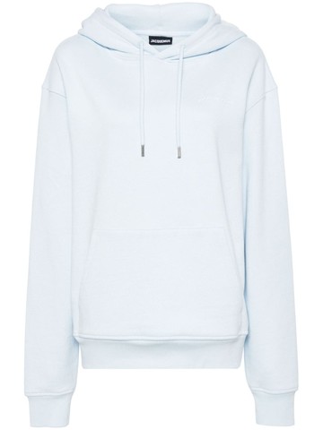 Jacquemus - logo-embroidered cotton hoodie - unisex - Cotton - S - Blue