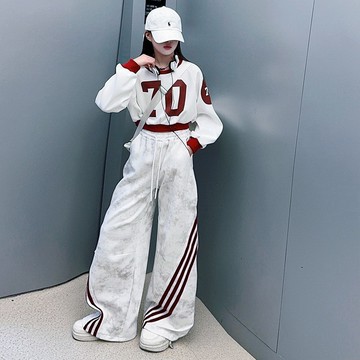 【中大女童/親子裝】個性撞色字母印花寬鬆運動兩件式套裝