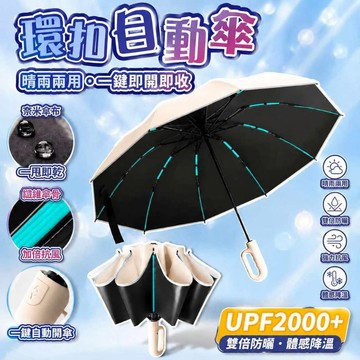環扣雨傘 超大雨傘 抗風暴晴雨傘 126CM 折疊傘 防風大雨傘 環扣反向傘 黑膠防曬傘 超大自動傘 晴雨傘 雨傘