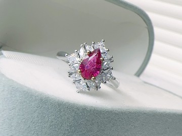 天然紅寶碧璽 純銀戒指 夢幻色澤 火光美 輕奢優雅 10月生日石