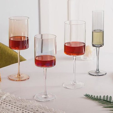 法式直筒高腳杯小眾ins風高級感玻璃杯家用紅酒杯葡萄酒杯香檳杯